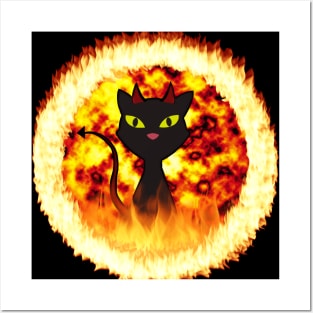 Hottie Kitty The Fluffy Devilish Black Cat From Hell Posters and Art